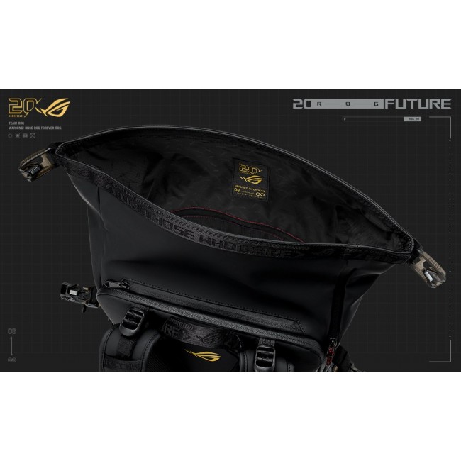 ASUS ROG SLASH Edition 20 backpack Roll top backpack Black Polyester, PU leather