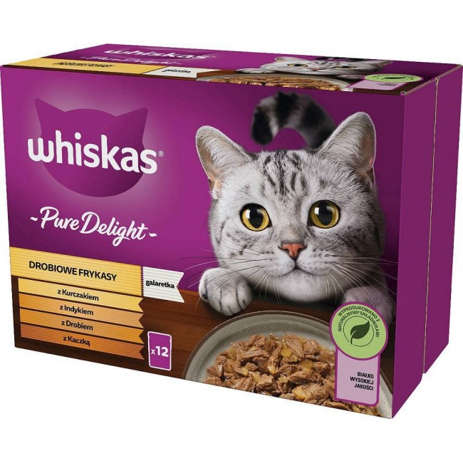 WHISKAS Pure Delight poultry, duck, turkey, chicken - wet cat food - 12x85 g