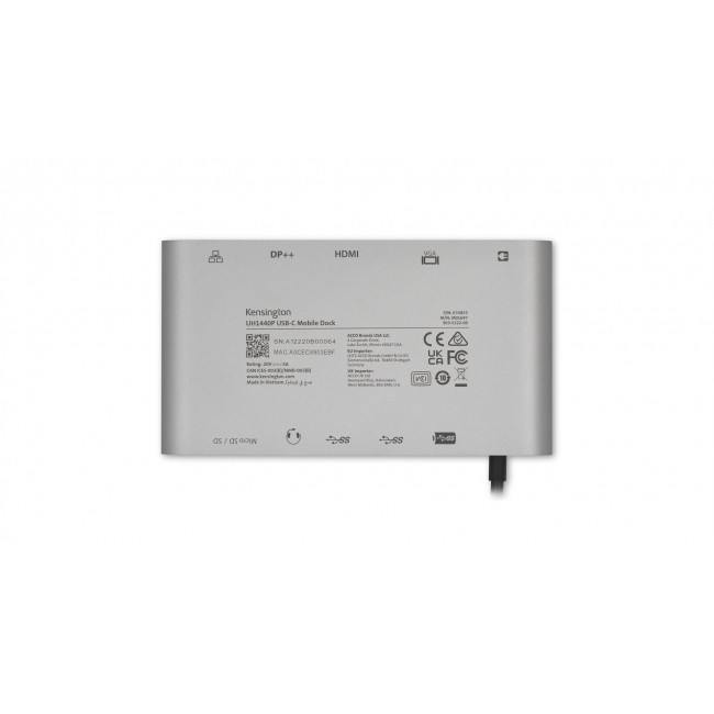 Kensington UH1440P USB-C 5Gbps Dual Video Driverless Mobile Dock 85W Pass-Through Power DP/HDMI/VGA