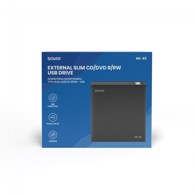 SAVIO EXTERNAL SLIM DVD RECORDER AK-43 SAVIO EXTERNAL SLIM DVD RECORDER AK-43