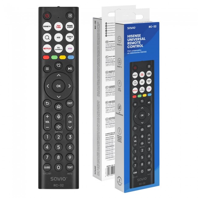 SAVIO RC-32 Universal/replacement remote control for HISENSE TV SMART TV