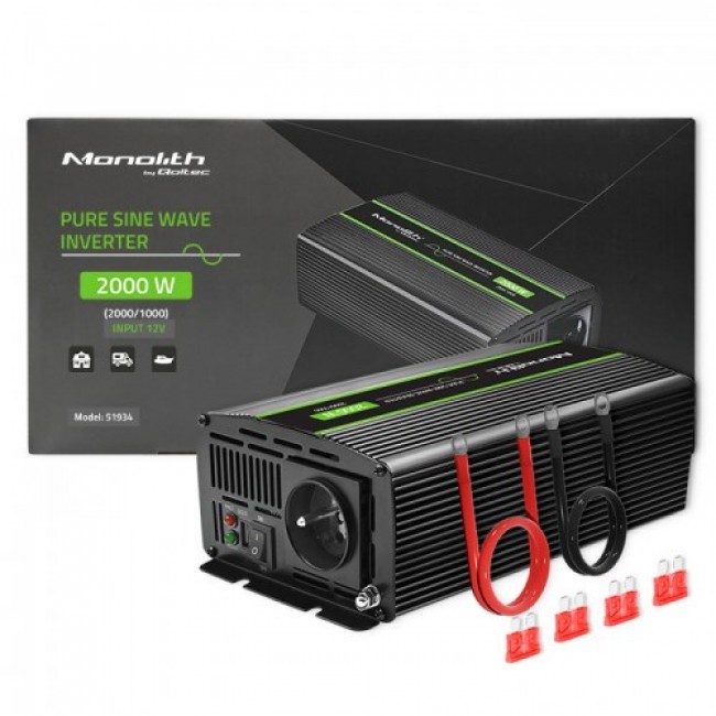 Qoltec Monolith power adapter/inverter Auto 2000 W Black Qoltec Monolith power adapter/inverter Auto 2000 W Black