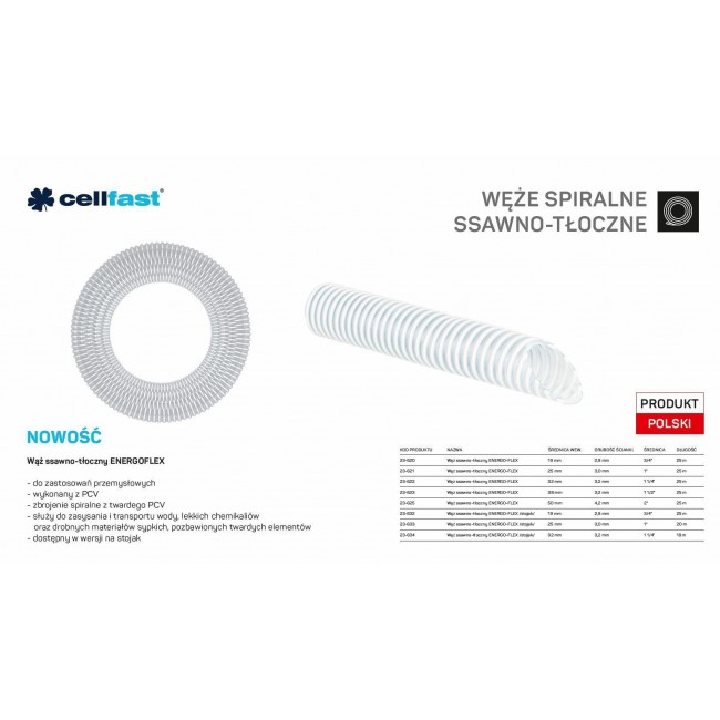 C. SUCTION AND PRESSURE HOSE FOR PUMPS 38mm x 25m COLOURLESS ENERGO-FLEX C. SUCTION AND PRESSURE HOSE FOR PUMPS 38mm x 25m COLOURLESS ENERGO-FLEX