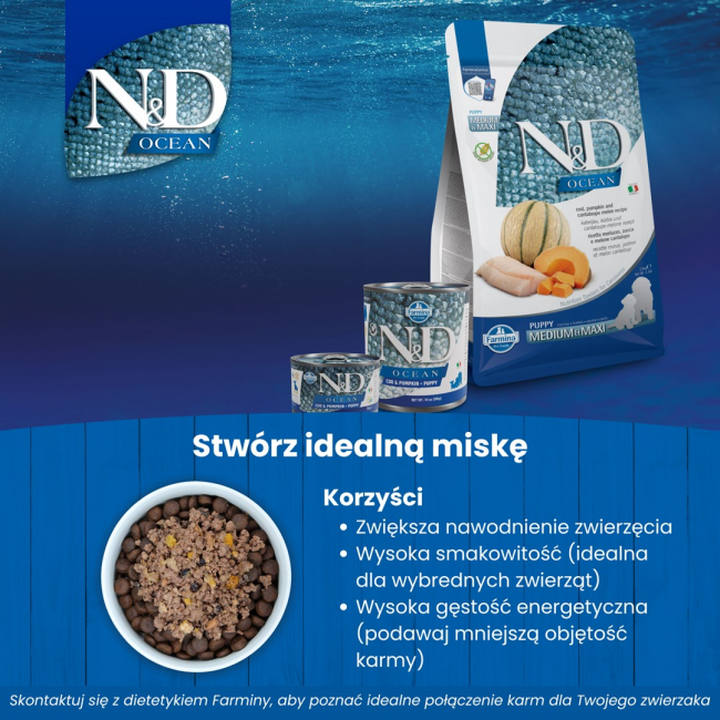 FARMINA N&D Ocean Dog Cod, Pumpkin & Cantaloupe Melon Puppy Mini - dry dog food - 800g