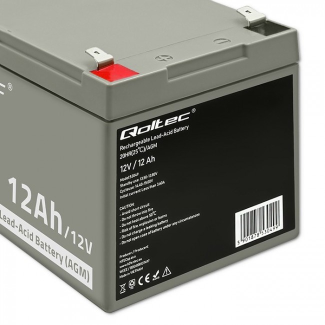 Qoltec 53049 AGM battery | 12V | 12Ah Qoltec 53049 AGM battery | 12V | 12Ah