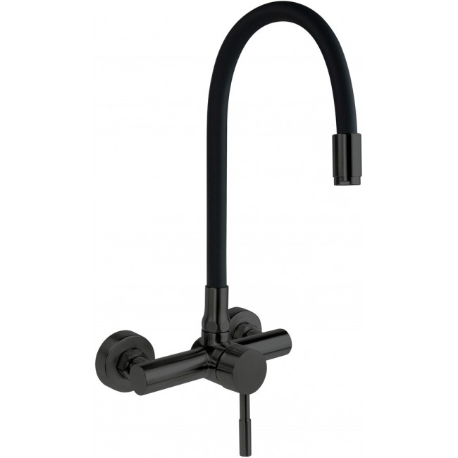 Wall-mounted kitchen faucet with bent spout