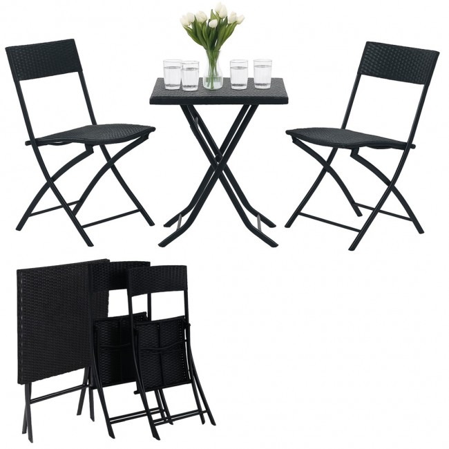 Extralink Small Black Forest Garden Furniture Set, Two Chairs + Black Table outdoor furniture set
