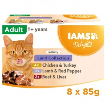 IAMS DELIGHTS Land Collection in Gravy box wet cat food 8x85g
