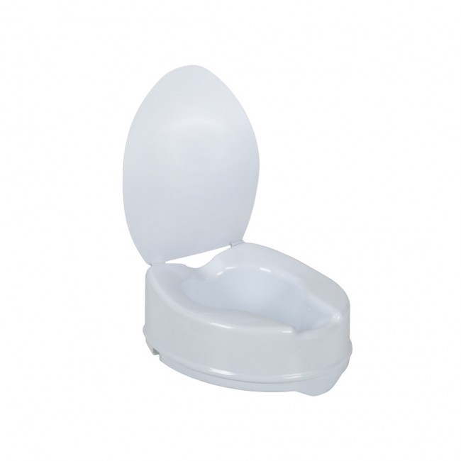 Raised Toilet Seat with Lid, 10 cm, Sara RF-870/10 REHAFUND, White