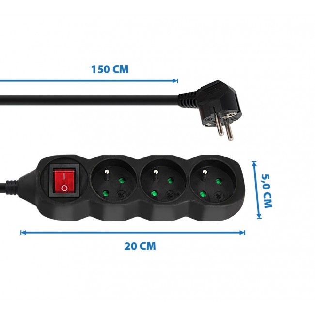 Esperanza ELK210K Power strip 3GN/1,5M Black