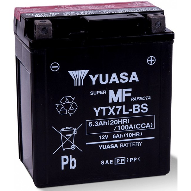 Yuasa YTX7L-BS Lead Acid (VRLA) Car Battery 6Ah 12V 100A for Motorcycle Yuasa YTX7L-BS Lead Acid (VRLA) Car Battery 6Ah 12V 100A for Motorcycle