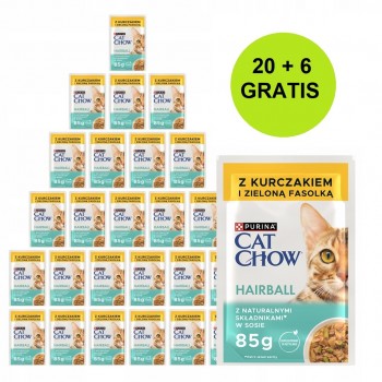 PURINA Cat Chow Hairball Control with chicken and green beans in sauce - wet cat food - 26x85g (20 + 6 GRATIS)