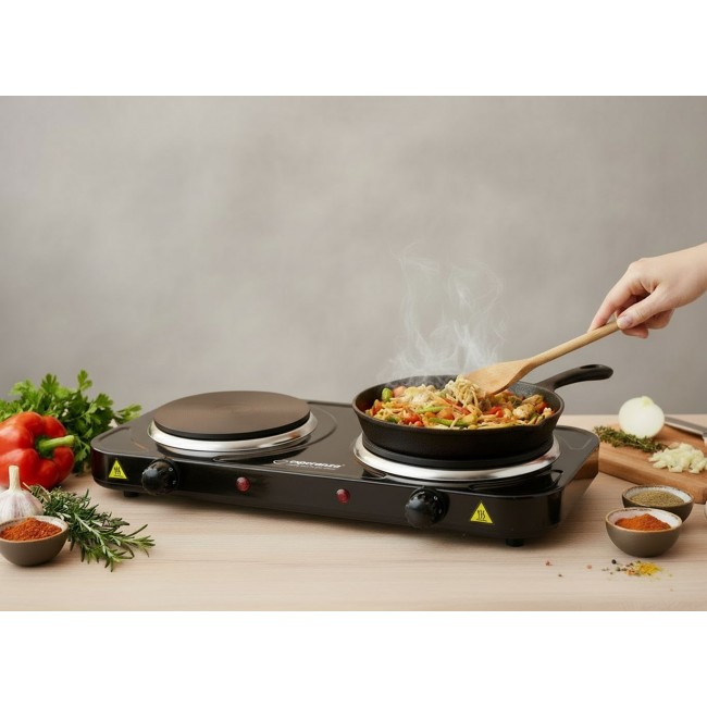 Esperanza EKH010K Electric cooker, top, 2 heating fields, black