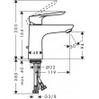 Logis E 100 faucet with pop-up chrome