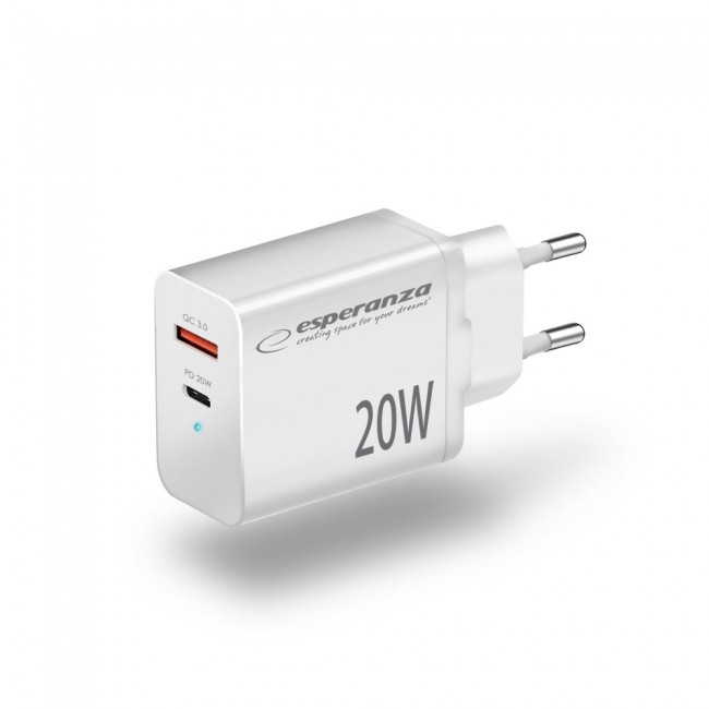 Esperanza EZC105W mains charger 20W White Esperanza EZC105W mains charger 20W White