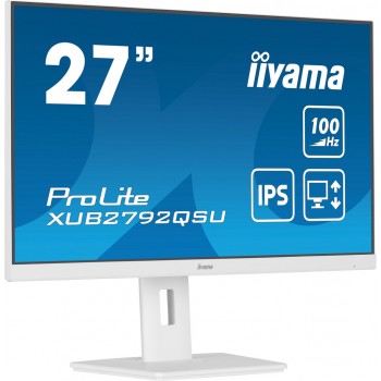 iiyama ProLite 27 QHD IPS technology panel with USB hub and 100Hz refresh rate and 150mm height adjustable stand