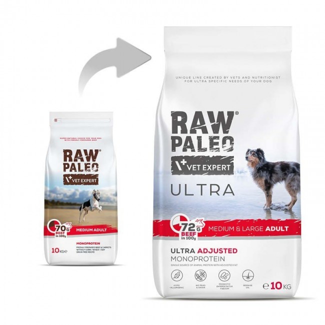 RAW PALEO Ultra Medium&Large Adult Beef - dry dog food - 10 kg RAW PALEO Ultra Medium&Large Adult Beef - dry dog food - 10 kg