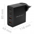 Qoltec GaN POWER PRO Charger | 2xUSB-C | 2xUSB | 130W | 5-20V | 1.5-5A | XP | Black