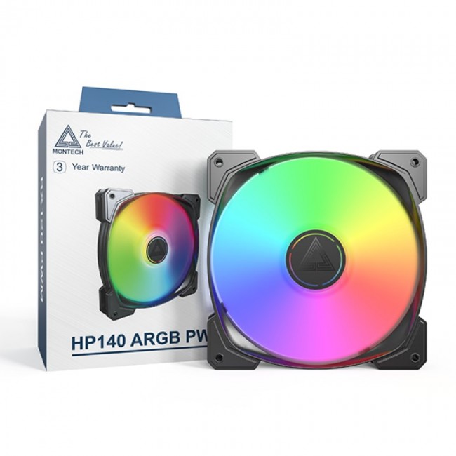 Montech HP140 ARGB PWM Computer case Fan 14 cm Black 1 pc(s) Montech HP140 ARGB PWM Computer case Fan 14 cm Black 1 pc(s)