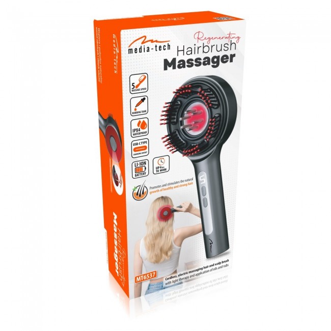 Regenerating hairbrush massager for hair and scalp MT6537 Regenerating hairbrush massager for hair and scalp MT6537