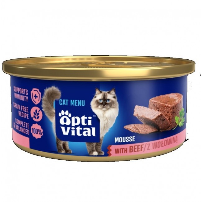 OPTIVITAL Fluffy mousse with beef - wet cat food - 85g OPTIVITAL Fluffy mousse with beef - wet cat food - 85g
