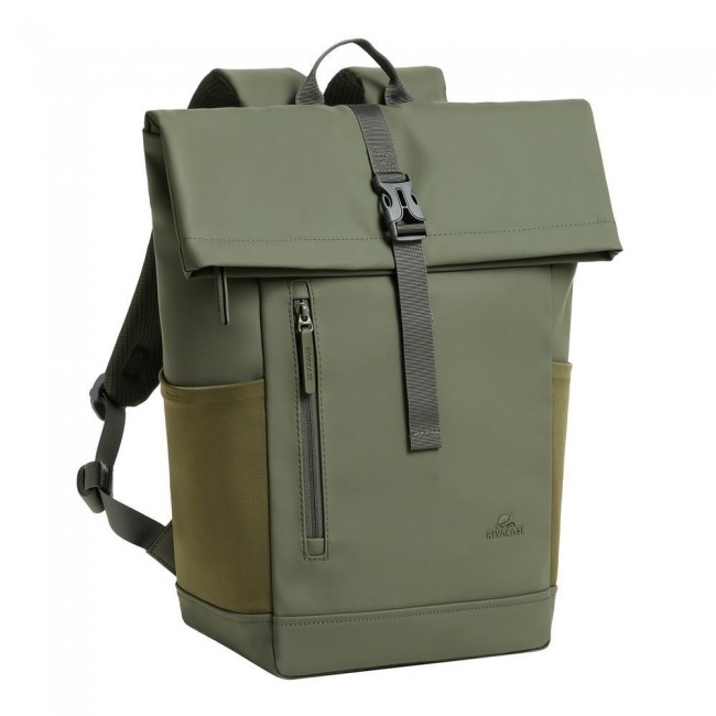 Rivacase Eden backpack Travel backpack Olive PU leather, Polyester, Recycled polyethylene terephthalate (rPET)