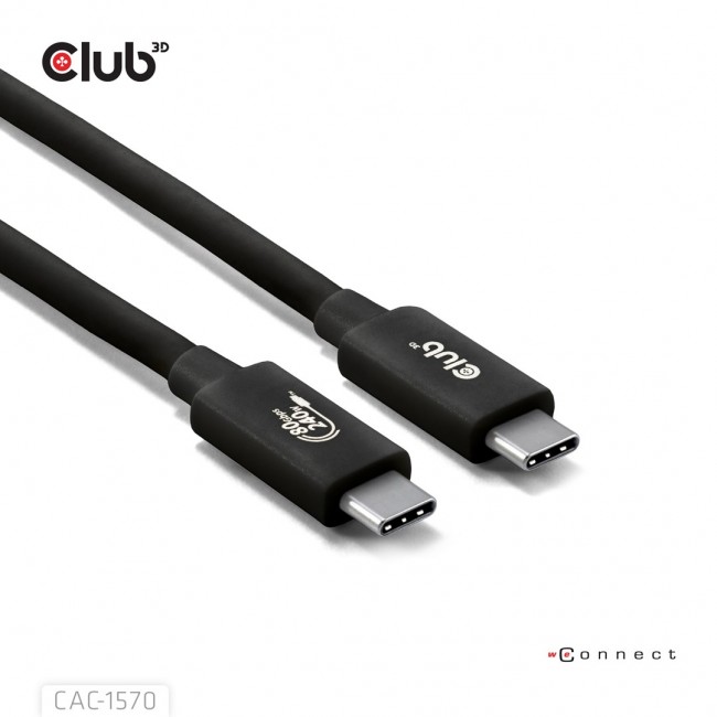 CLUB3D USB 80Gbps Certified 240W 8K240Hz Type-C 1.2m / 3.94ft Black Cable CLUB3D USB 80Gbps Certified 240W 8K240Hz Type-C 1.2m / 3.94ft Black Cable