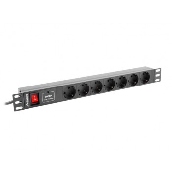 Lanberg PDU-07F-0200-BK power distribution unit (PDU) 7 AC outlet(s) 1U Black