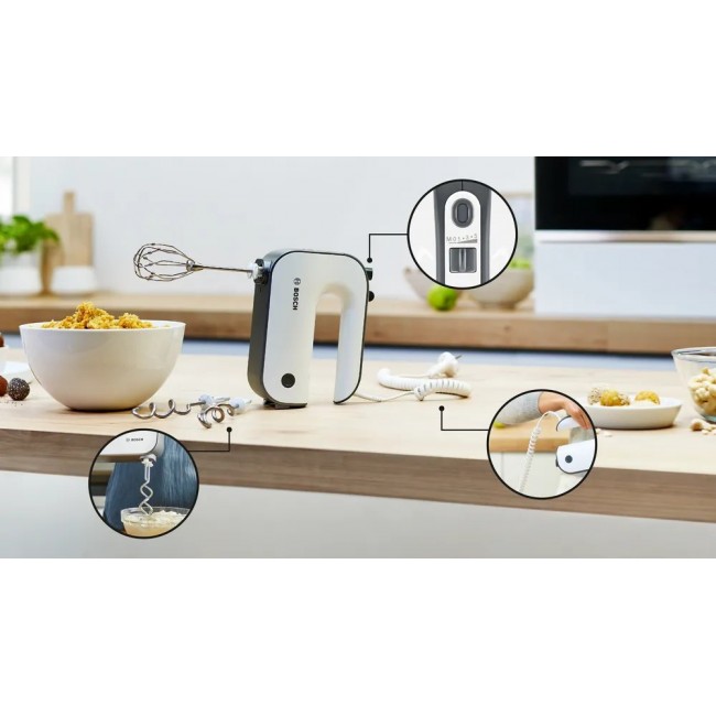 Bosch MFQ49300 850 W hand mixer, white and grey
