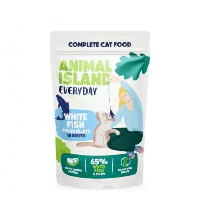 ANIMAL ISLAND White fish in broth - wet cat food - 40x85g