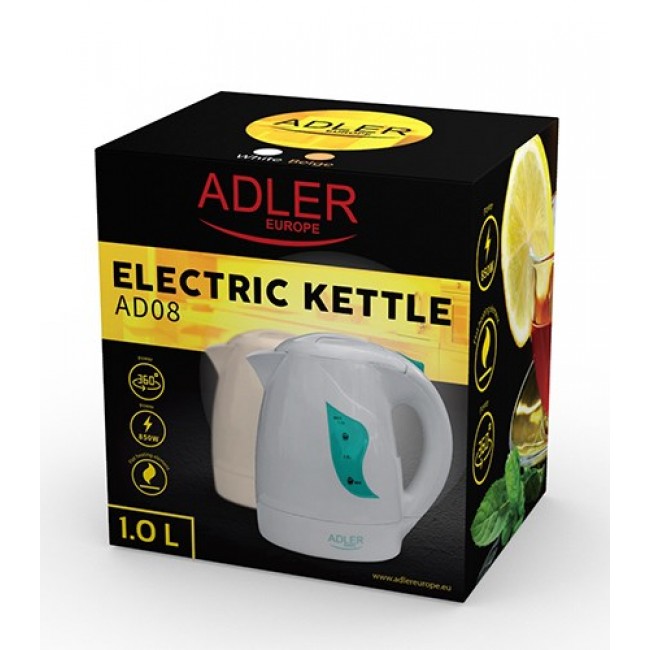 Adler AD 08 w electric kettle 1 L 850 W White Adler AD 08 w electric kettle 1 L 850 W White
