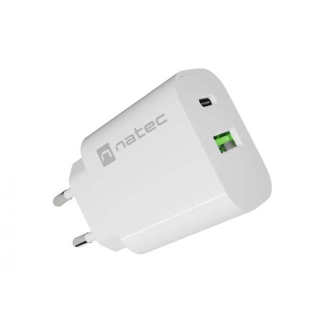 WALL CHARGER NATEC RIBERA 1X USB-A + 1X USB-C 20W WHITE WALL CHARGER NATEC RIBERA 1X USB-A + 1X USB-C 20W WHITE