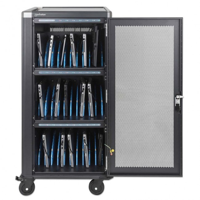 Manhattan Laptop Charging Cabinet Trolley/Cart via USB-C 65W 16