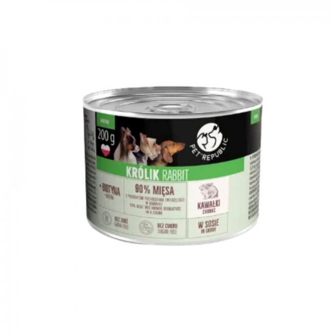 PETREPUBLIC Chunks with rabbit in sauce box wet dog food 10x200g