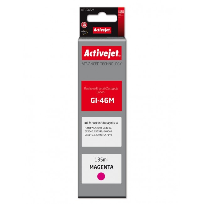Activejet AC-G46M Ink cartridge for Canon printers, Replacement for Canon GI-46M Supreme 135 ml magenta