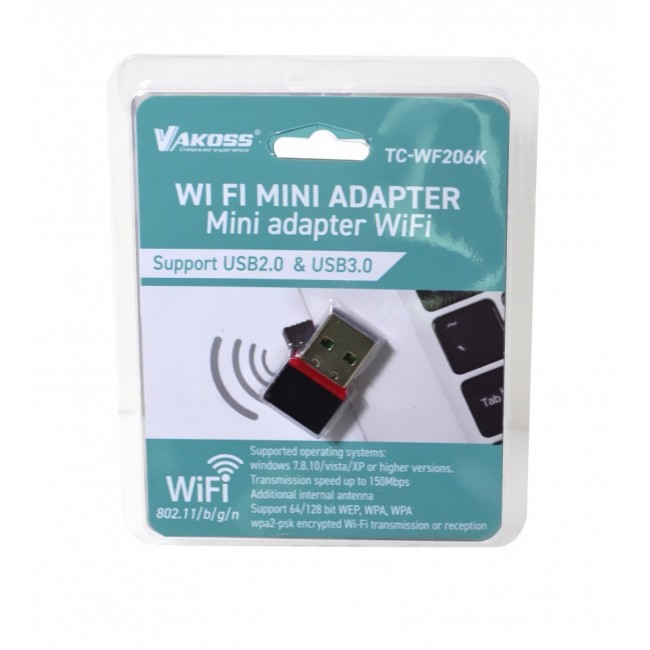 Vakoss TC-WF206K USB WLAN (Wi-Fi) Network Adapter 2.4GHz