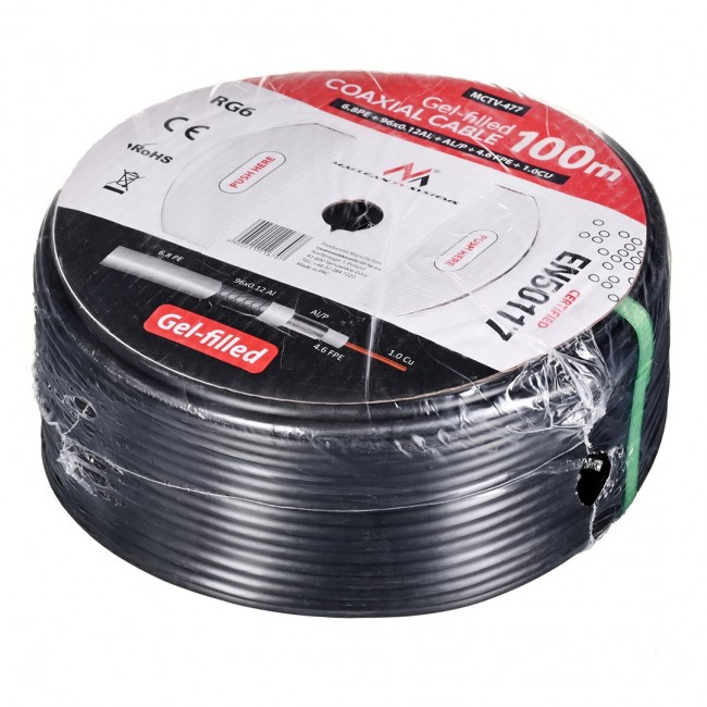 Maclean MCTV-477 coaxial cable 100 m Black