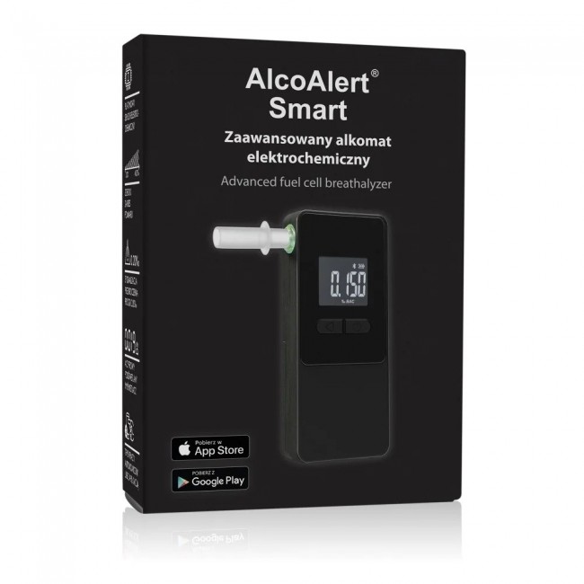 AlcoAlert Smart Electrochemical breathalyzer, black
