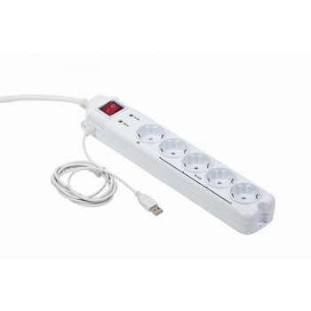 Gembird PCW-MS2G surge protector White 5 AC outlet(s) 250 V 1.8 m