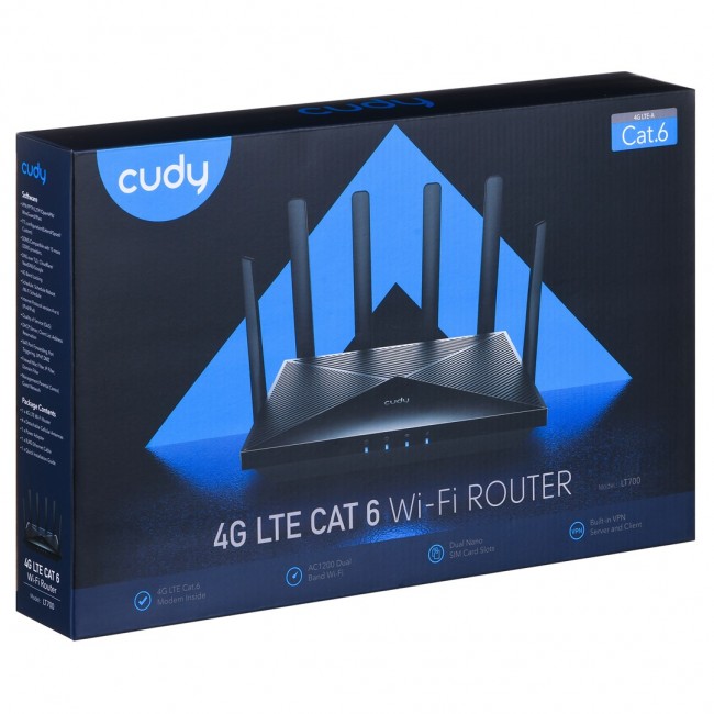 Cudy LT700 wireless router Gigabit Ethernet Dual-band (2.4 GHz / 5 GHz) 4G Black Cudy LT700 wireless router Gigabit Ethernet Dual-band (2.4 GHz / 5 GHz) 4G Black