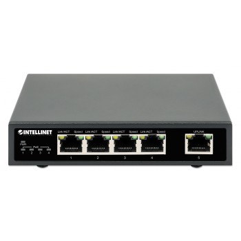 Intellinet 5-Port Gigabit Ethernet PoE+ Switch, Four PSE PoE Ports, IEEE 802.3at/af (PoE+/PoE) Compliant, PoE Power Budget up to 62 W, Desktop Format