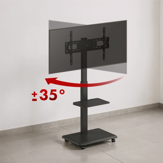 Stand / cart for TV Ergo-Office, max. load 50kg / 5kg shelf, max. VESA 600x400, built-in power strip, black, ER-304 B Stand / cart for TV Ergo-Office, max. load 50kg / 5kg shelf, max. VESA 600x400, built-in power strip, black, ER-304 B