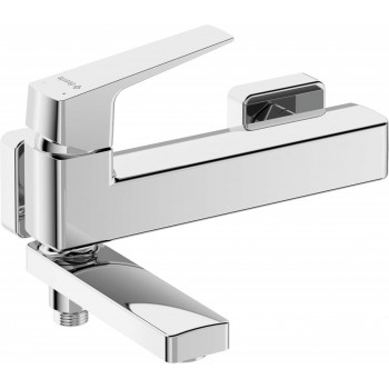 Wall-mounted bathtub mixer - with folding spout