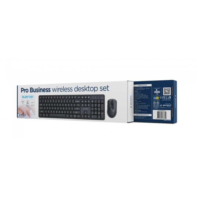 Gembird KBS-WMS-01 Silent key Pro Business wireless desktop set, black, US layout
