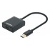Manhattan USB-A to HDMI Cable, 1080p@60Hz, Converts USB 3.2 Gen1 (aka USB 3.0) signal to HDMI, 15cm, Black, Male to Female, Three Year Warranty