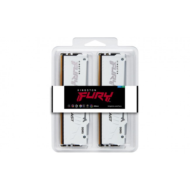 Kingston Technology FURY Beast 128GB 5600MT/s DDR5 CL40 DIMM (Kit of 4) White RGB XMP Kingston Technology FURY Beast 128GB 5600MT/s DDR5 CL40 DIMM (Kit of 4) White RGB XMP