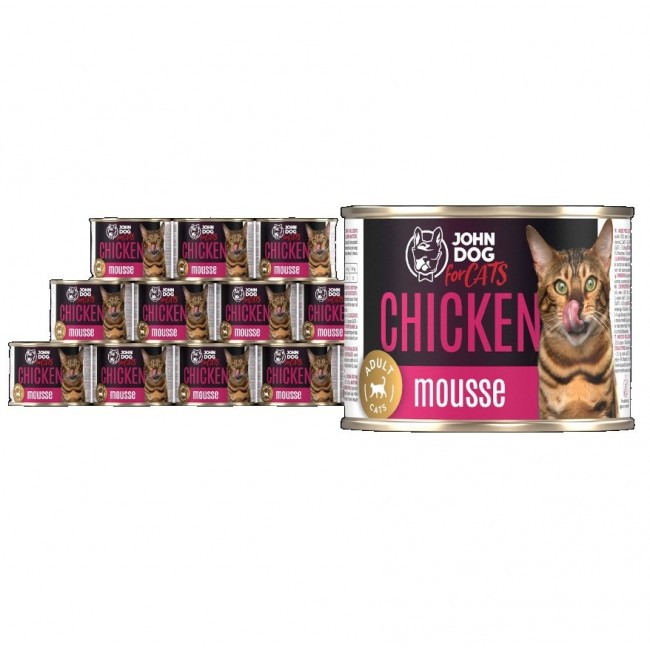 JOHN DOG For cats Mousse Chicken - wet cat food - 12x200g