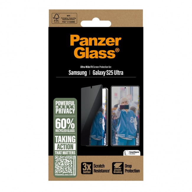 PanzerGlass Privacy Screen Protector Samsung Galaxy S25 Ultra | Ultra-Wide Fit Clear screen protector 1 pc(s)