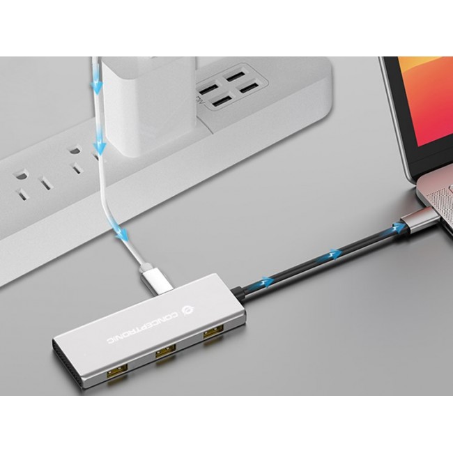 Conceptronic HUBBIES17G interface hub USB 3.2 Gen 2 (3.1 Gen 2) Type-C 10000 Mbit/s Grey