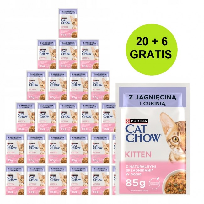 PURINA Cat Chow Kitten with lamb and zucchini in sauce - wet cat food - 26x85g (20 + 6 GRATIS)